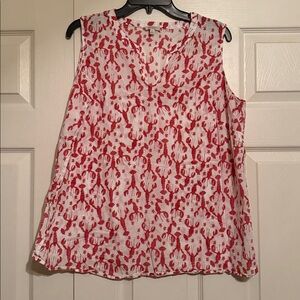 Talbots Plus 1X Red and White Lobster Print Tank